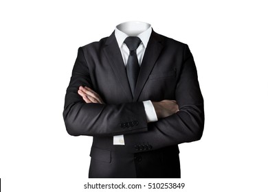 businessman suit without head isolated crossed arms - Shutterstock ID 510253849