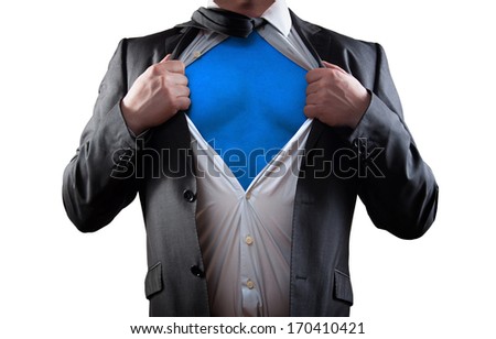 Businessman super hero isolated on white background