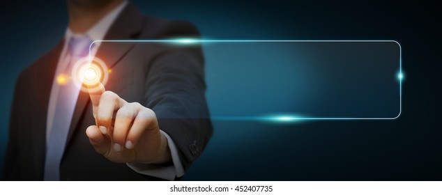 Businessman surfing on internet with digital tactile web address interface '3D rendering' - Shutterstock ID 452407735