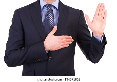 Businessman taking oath.