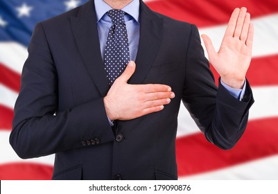 Businessman taking oath.