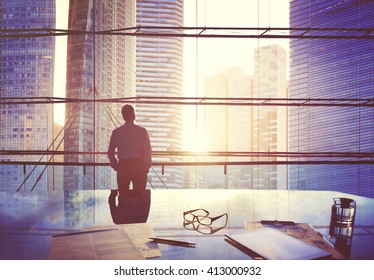 Businessman Thinking Aspirations Goals Contemplating Concept - Shutterstock ID 413000932