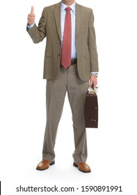 Businessman In A Tie With Brief Case. Isolated On White Background