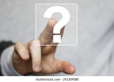 Businessman touch button icon interface question web sign