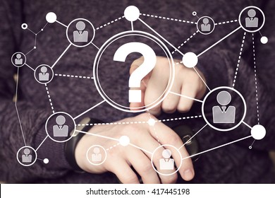 Businessman touch button question interface