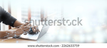 Businessman touch cloud computing icon network. Cloud technology, Cloud data transfer and online data storage for business network confidential data of business on internet storage network.