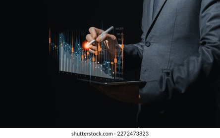 Businessman touch investment growth graph chart and analysing growth achievement diagram data trading and exchange, Stock market, Investment, dynamics of financial growth of business - Powered by Shutterstock