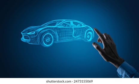 businessman touching car icon on a screen - Powered by Shutterstock