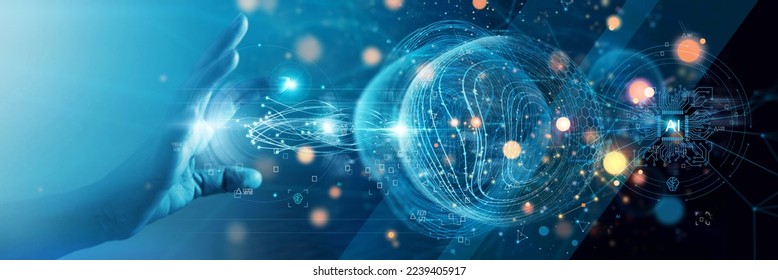 Businessman touching global network and data exchanges,  Innovation of future generation technology, Metaverse, AI. Transformation of Big data on Digital networking.  - Shutterstock ID 2239405917