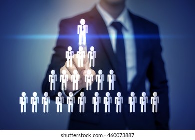 businessman touching male icon, team building - Shutterstock ID 460073887