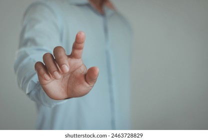 businessman touching on virtual screen