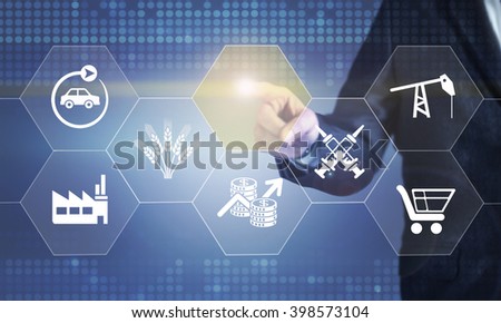Businessman touching the screen about sectoral  concept