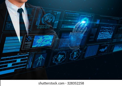 Businessman Touching Technology Interface