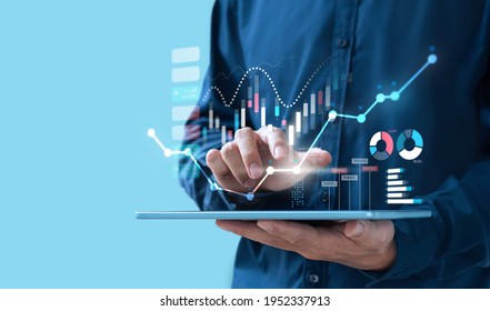 Businessman Trading Online Stock Market On Teblet Screen, Digital Investment Concept