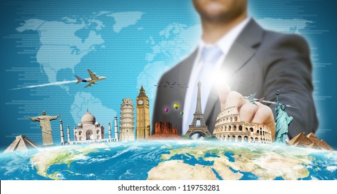 Businessman travel the world concept
