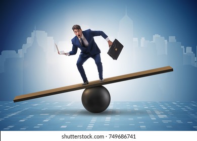 Businessman Trying Balance On Ball Seesaw Stock Photo 789433873 ...