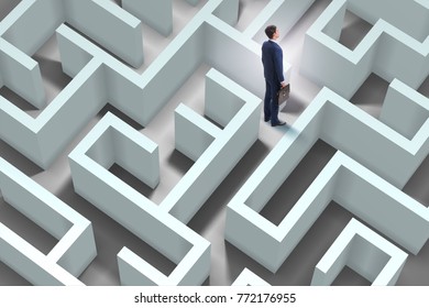 Businessman Trying Escape Maze Labyrinth Stock Photo 763393771 ...