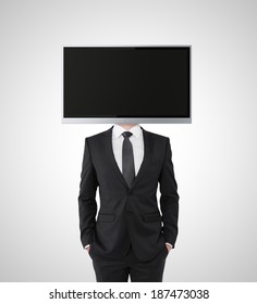 businessman with TV instead of head