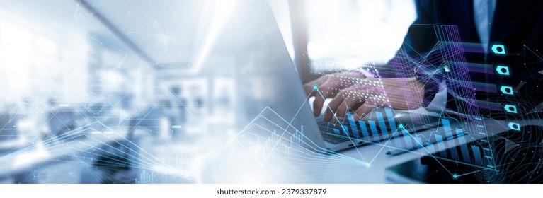 Businessman use Edge Computing data center for analyze and visualize complex information on virtual screen using AI to process data.Data flow,Big data technology,data science,Digital neural network