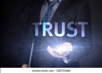 Businessman Use Smartphone Selecting Trust Touch Stock Photo 528755686 ...