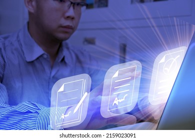 businessman uses document database file on internet online - Powered by Shutterstock - Get 15% off with code: PIKWIZARD15