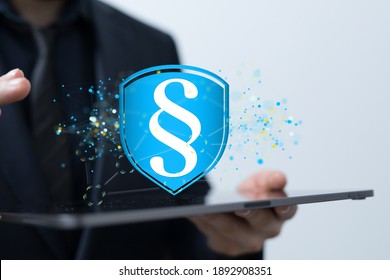 Businessman using 3D rendering digital paragraph law symbol