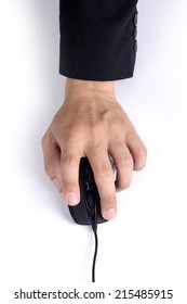 Businessman Using Computer And Click Mouse In Hand Top View 