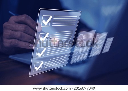Businessman using computer for DMS documents management and ERP software for Document system management. Automation software to archiving and efficiently manage and information files.