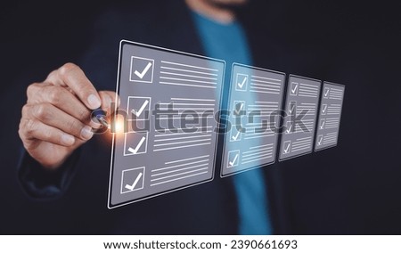 Businessman using computer for DMS documents management and ERP software for Document system management. Automation software to archiving and efficiently manage and information files.