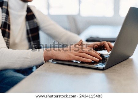 Businessman using a computer to document management concept, online documentation database and digital file storage system or software, records keeping, database technology, file access, doc sharing.