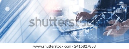 Businessman using digital tablet analyzing sales data and financial growth graph chart report. Business planning, strategy and development. Financial and banking. market research, business analysis