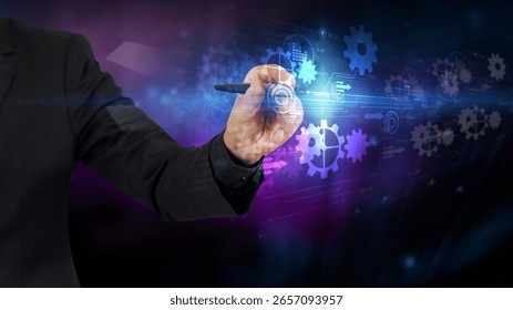 Businessman Using Digital Technology Interface