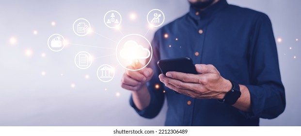 Businessman Using Fingerprint Identification To Access Personal Financial Data And Digital Transformation Technology Strategy