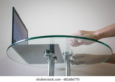 Businessman using laptop computer