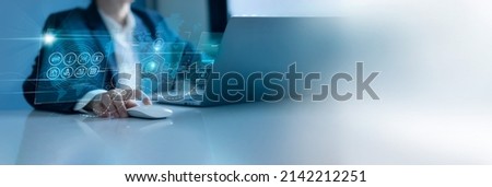 Businessman using laptop online banking and financial, Business and security in networking, Internet network security, Banking and financial, Fintech, e-kyc, Digital marketing, Data privacy protection