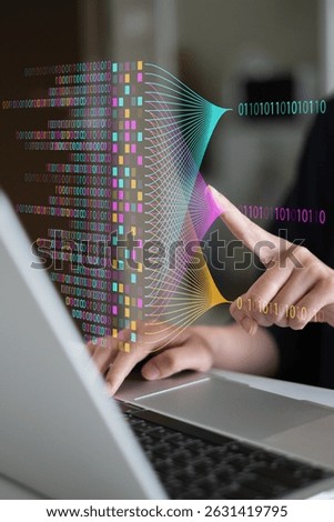 Businessman using laptop tablet data analysis big data technology artificial intelligence ai innovation concept finance business chart information science system digital research software statistic