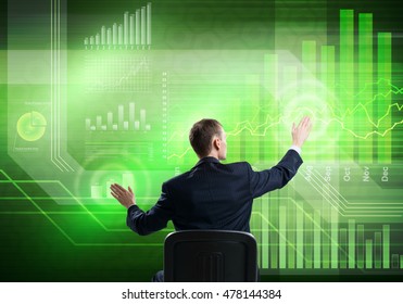 Businessman using media interface