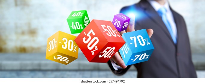 Businessman using modern application to shop online during sales