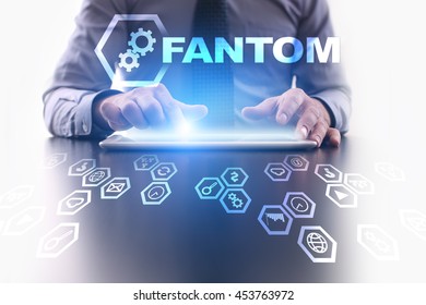 Businessman is using modern tablet pc and selecting Fantom development concept. 