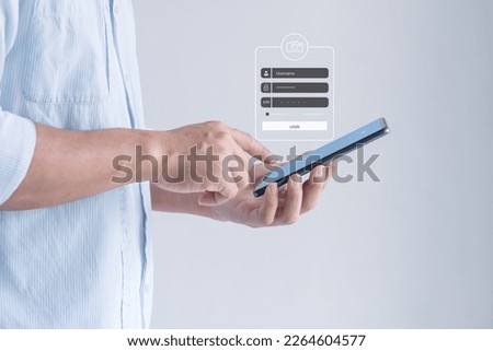 Businessman using smartphone to access mobile applications to validate password for biometric two steps authentication to unlock security. Phishing, mobile phone hacker or cyber scam concept.