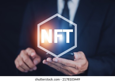 Businessman using smartphone trading online NFT and investment Nfts on market place global community  