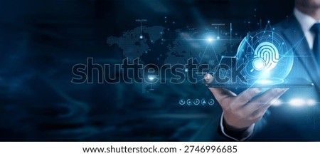 Businessman using the tab and analyzing digital forensics data, cyber investigation, evidence analysis, security breach, data recovery