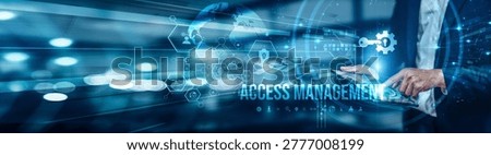 Businessman using tablet analyzing access management to authenticate and authorize user access, ensuring only authorized individuals can access sensitive data and resources, security and compliance.