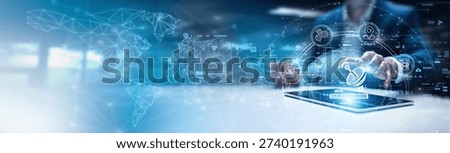 Businessman using tablet and analyzing telecommunications data, network coverage, broadband performance, mobile connectivity, signal optimization, telecom infrastructure monitoring.
