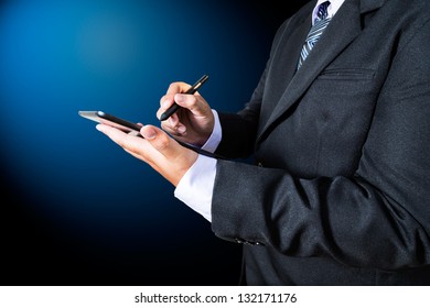 Businessman using a tablet computer