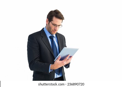 Businessman Using A Tablet Computer PPT template 20 | CrystalGraphics