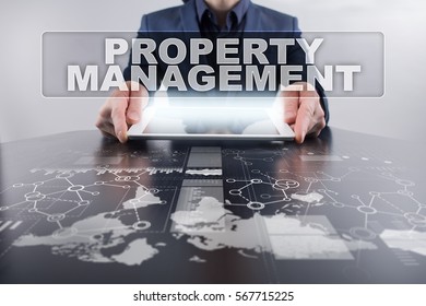 Businessman Using Tablet Pc And Selecting Property Management.