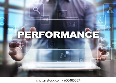 Businessman using tablet pc and selecting performance.