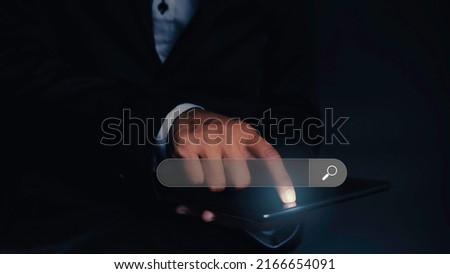 Businessman using tablet searching Browsing Internet Data Informatio,Data Search Technology Search Engine Optimization,Using Search Console with your website.