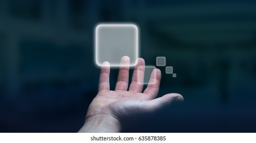 Businessman using tactile interface web address bar to surf on internet 3D rendering
